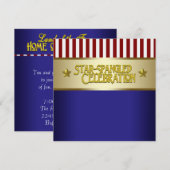 Invitation Fête du 4 juillet Rouge Blanc et Bleu (Devant / Derrière)