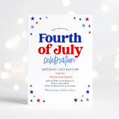 Invitation Fête du 4 juillet rouge, blanc et bleu