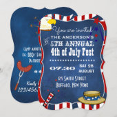Invitation Fête du 4 juillet Tableau de fête (Devant / Derrière)
