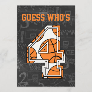 Invitation Fête du 4e anniversaire du Basket-ball Chalkboard