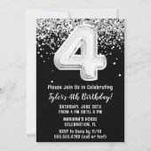 Invitation Fête du 4e anniversaire noir et blanc (Devant)