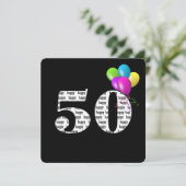 Invitation Fête du 50e anniversaire avec bouquet de ballons (Debout devant)