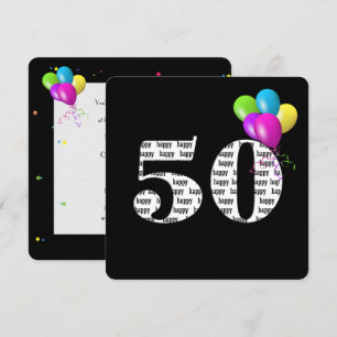Invitation Fête du 50e anniversaire avec bouquet de ballons