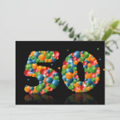 Invitation Fête du 50e anniversaire, avec bulles et balles (Debout devant)