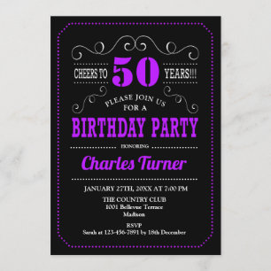 Invitation Fête du 50e anniversaire - Black Purple