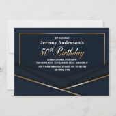 Invitation Fête du 50e anniversaire bleu moderne (Devant)