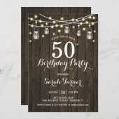 Invitation Fête du 50e anniversaire - Bois rustique (Devant / Derrière)