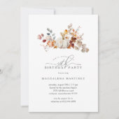 Invitation Fête du 50e anniversaire Citrouille blanc Fleurs d (Devant)