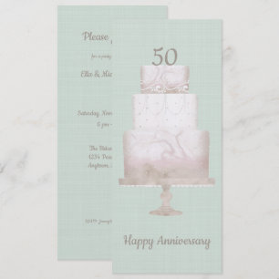 Invitation Fête du 50e anniversaire Custom Cake Green Linen
