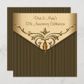 Invitation Fête du 50e anniversaire de Gold Stripe Gold (Devant / Derrière)