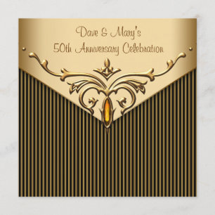 Invitation Fête du 50e anniversaire de Gold Stripe Gold