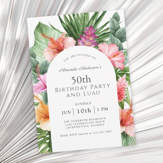 Invitation Fête du 50e anniversaire de la Lush Tropical Flora