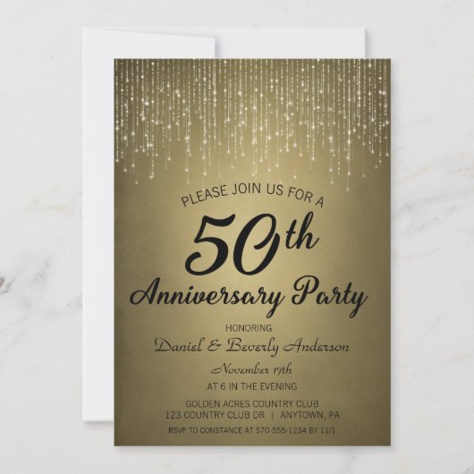 Invitation Fête du 50e anniversaire de mariage d'or (Devant)