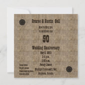 Invitation Fête du 50e anniversaire de mariage en burlap déco (Dos)