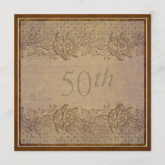 Invitation Fête du 50e anniversaire de mariage Fleurs dorées
