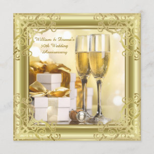 Invitation Fête du 50e anniversaire de mariage Gold Swirl