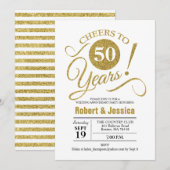 Invitation Fête du 50e anniversaire de mariage - Or Blanc (Devant / Derrière)