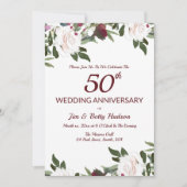 Invitation Fête du 50e Anniversaire de Mariage Roses Blanches (Devant)