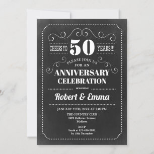 Invitation Fête du 50e anniversaire de mariage - Tableau noir