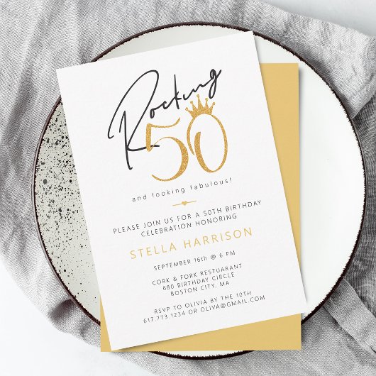 Invitation Fête du 50e anniversaire de Modern Gold Rocking