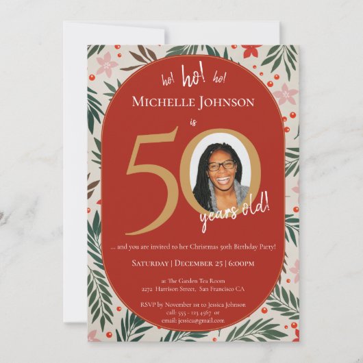 Invitation Fête du 50e anniversaire de Noël (Devant)