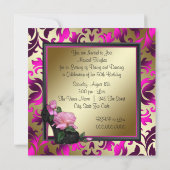 Invitation Fête du 50e anniversaire des femmes rose chaud (Dos)