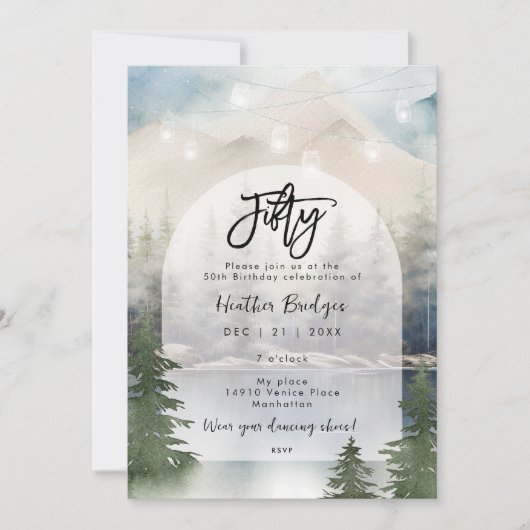 Invitation Fête du 50e anniversaire du lac forestier d'hiver (Devant)