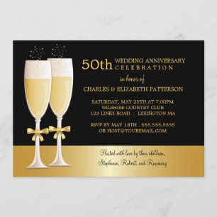 Invitation Fête du 50e anniversaire du Mariage de Champagne