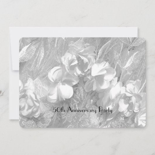 Invitation Fête du 50e Anniversaire Elégant Broderie Florale  (Devant)