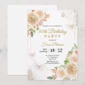 Invitation Fête du 50e anniversaire Elégant fleuri (Devant / Derrière)