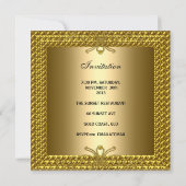Invitation Fête du 50e anniversaire Elegant Gold Art Déco (Dos)