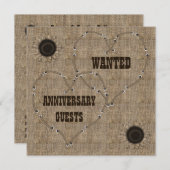 Invitation Fête du 50e anniversaire en burlap décontracté (Devant / Derrière)