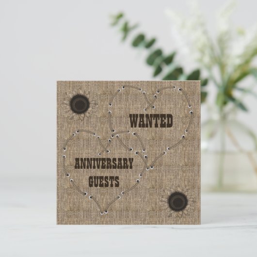 Invitation Fête du 50e anniversaire en burlap décontracté (Debout devant)