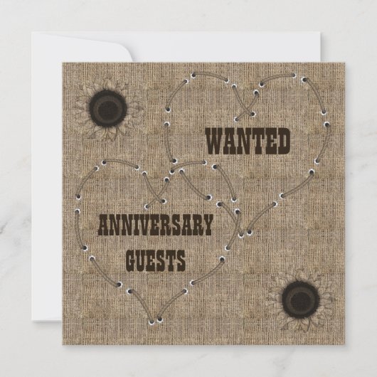 Invitation Fête du 50e anniversaire en burlap décontracté (Devant)