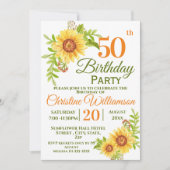 Invitation Fête du 50e anniversaire Fleur de soleil florale (Devant)