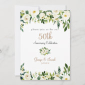 Invitation Fête du 50e Anniversaire Fleurs Blanches (Devant)