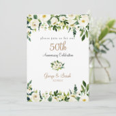 Invitation Fête du 50e Anniversaire Fleurs Blanches (Debout devant)