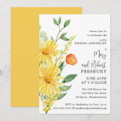 Invitation Fête du 50e Anniversaire Fleurs Jaunes (Devant / Derrière)