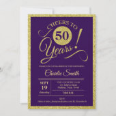 Invitation Fête du 50e anniversaire - Gold Purple N'IMPORTE Q (Devant)