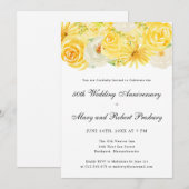 Invitation Fête du 50e Anniversaire Jaune Blanc Floral (Devant / Derrière)