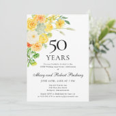 Invitation Fête du 50e Anniversaire Jaune Blanc Floral (Debout devant)