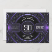 Invitation Fête du 50e anniversaire moderne Black Purple (Devant)