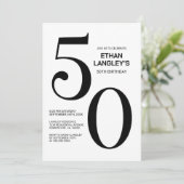 Invitation Fête du 50e anniversaire moderne noir et blanc (Debout devant)