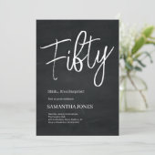 Invitation Fête du 50e anniversaire moderne noir et blanc (Debout devant)