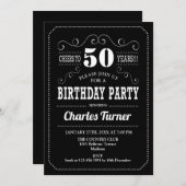 Invitation Fête du 50e anniversaire - Noir Blanc (Devant / Derrière)