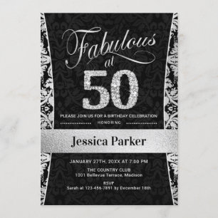 Invitation Fête du 50e anniversaire - Noir d'argent