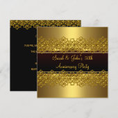 Invitation Fête du 50e Anniversaire Noir Dentelle Or (Devant / Derrière)