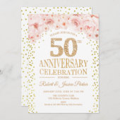 Invitation Fête du 50e Anniversaire - Or Blanc (Devant / Derrière)
