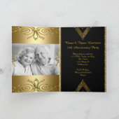 Invitation Fête du 50e Anniversaire Or Noir Damassé Deco (Intérieur)