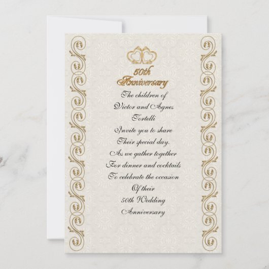 Invitation Fête du 50e anniversaire pour les parents (Devant)
